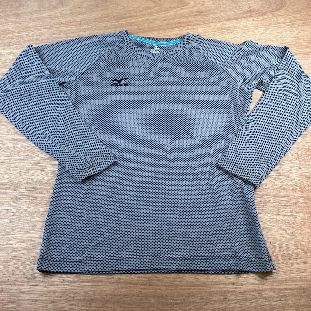 Mizuno Fastpitch Womens Small Gray Black Long Sleeve Athletic Shirt Top